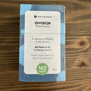 Kids Think Tank Scholar Division Flashcards One Size Blue White Learning Toy